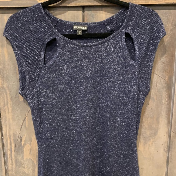 Express midnight blue shimmer dress - Picture 2 of 5